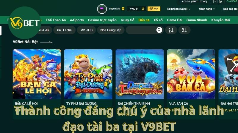 Thành công đáng chú ý của nhà lãnh đạo tài ba tại V9BET